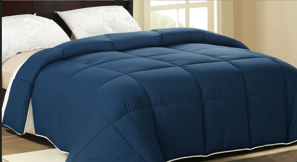 CoolBreeze All Weather /A/C Comforters Quilts blanket Reversible Royal blue and white By Orchid Homez 200GSM (254x244 cm)