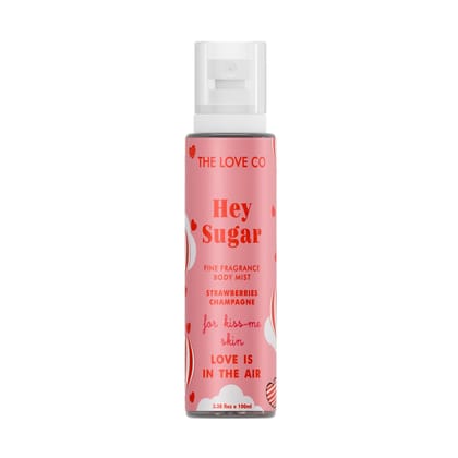 THE LOVE CO Love Is In The Air Body Mist For Woman 100ML | With Strawberries & Champagne | Travel Friendly | Long Lasting | Warm, Sweet & Frutiy Fragrance | Double Duty Mist for Body