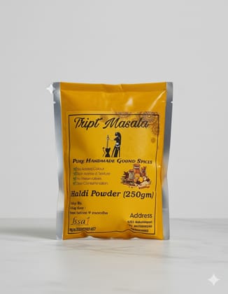 Premium Quality Turmeric Powder in Resealable Stand-Up Pouch 250 Grams Premium Quality Turmeric Powder in Resealable Stand-Up Pouch 250 Grams