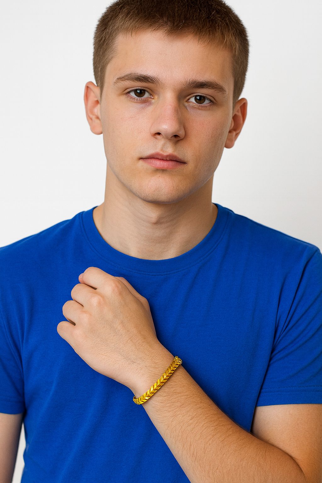 Unisex Gold Plated Woven Design Adjustable Cuff Bracelet
