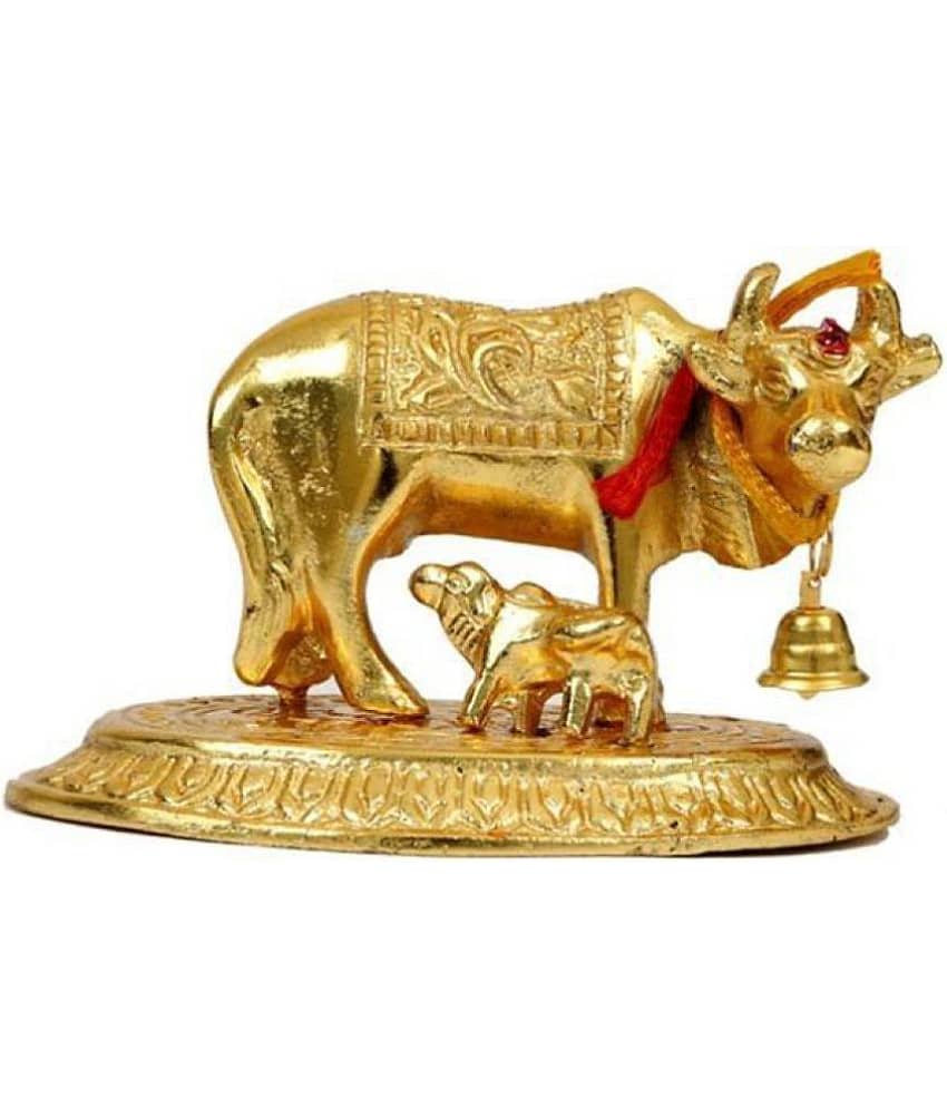 RivuTrendz Kamdhenu Cow Brass Idol
