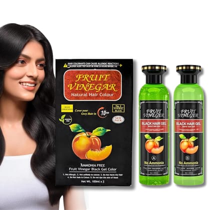 FRUIT VINEGAR Natural Black Hair Colour Gel - Ammonia Free, 10-Minute Grey Coverage (100 ml)