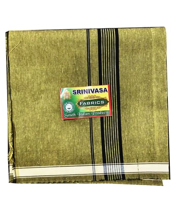 SRINIVASA Men's 100% Cotton Olive Green Dhoti with Black and White Stripes