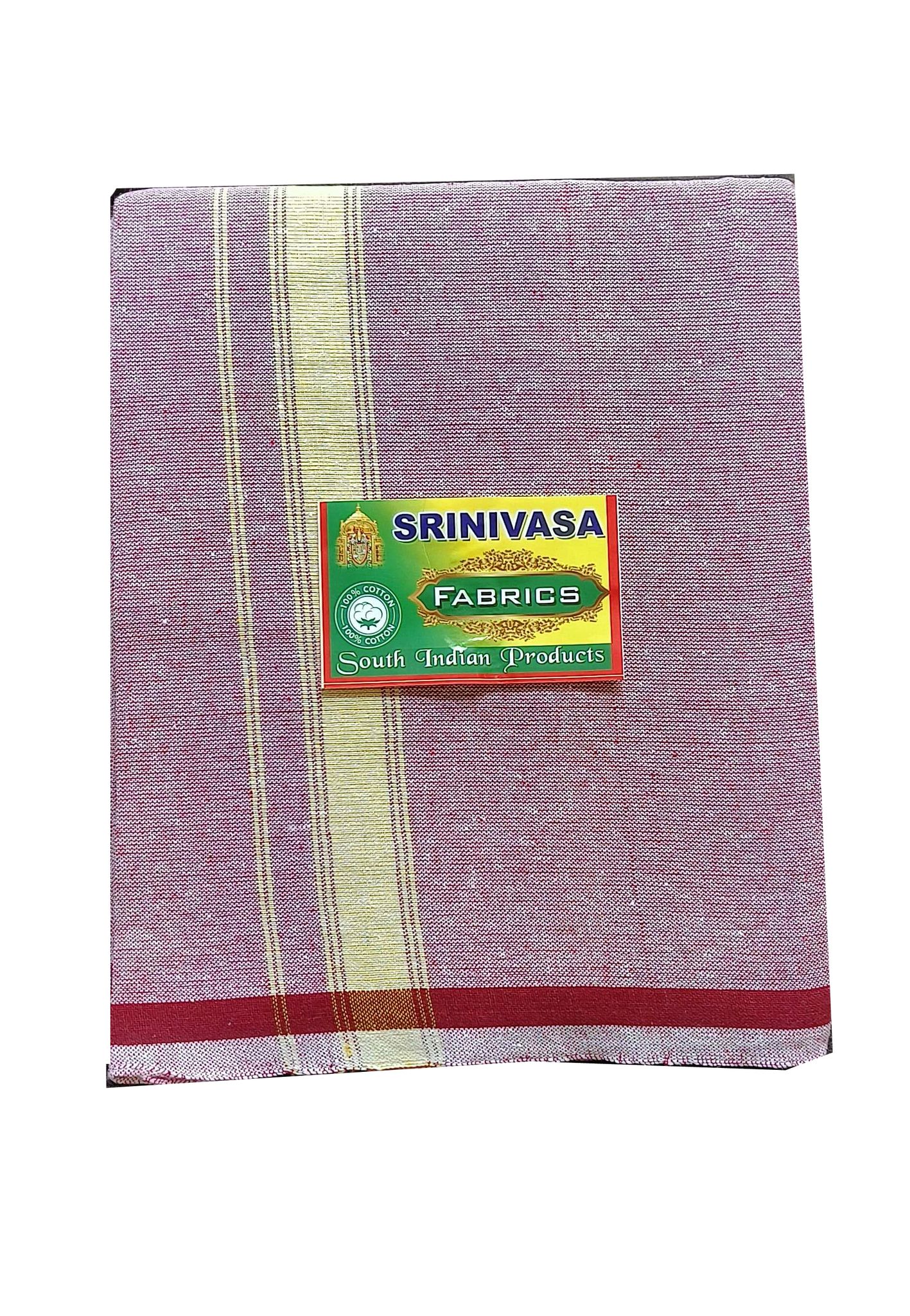 SRINIVASA FABRICS 100% Cotton Dhoti Red Striped