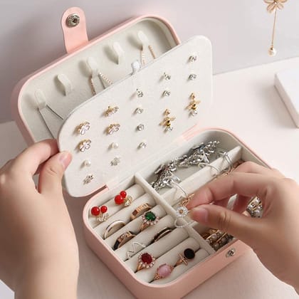 Leather Mini Jewelry Travel Case Small Travel Jewelry Organizer Portable Jewelry Box Travel Mini Storage Organizer Portable Display Storage Box For Rings Earrings Necklaces Gifts, Multicolor