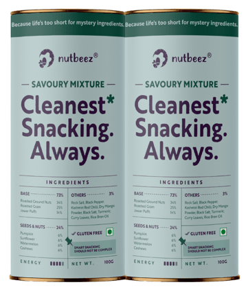Savoury Mixture | Handmade and Roasted Mixture|Protein Rich| Clean Guilt free Snacks | Power of 3 seeds | Goodness of Roasted Chana, Jwar and Peanuts and Spices | No Palm Oil| Pack of 2 (50 gm in each)| Millet Love & Gluten Free