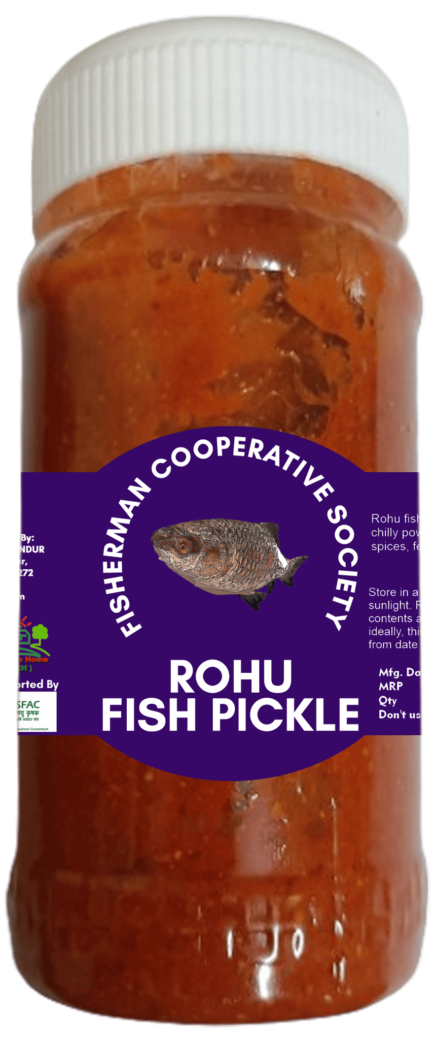 Rohu Fish Pickle | 250gm | Fresh & Spicy | Hygienically Packed. | No Preservatives | 100% Natural