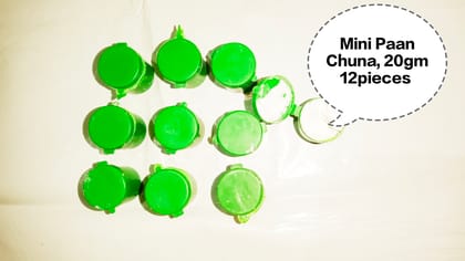 Mini Paan Chuna, Slaked Lime Paste Mini Pack, Edible Lime for Paan Small Pack, Calcium Hydroxide Paste Mini, Kattha Chuna Mix Small Container 20gm 12pieces 