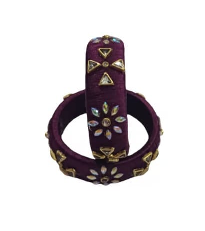 Handmade Silk Thread Bangles with Stone Embellishments