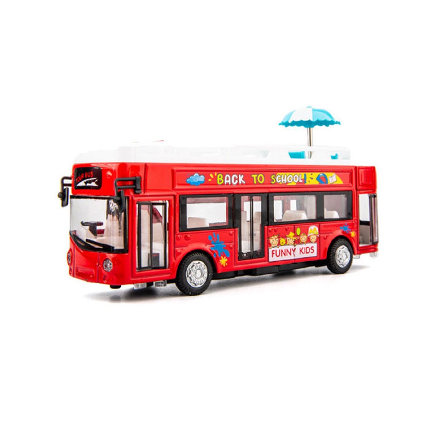 KTRS ENTERPRISE Alloy Sound and Light Car Toy London Open-Air Tourist Sightseeing Bus Bus Children's Toy Car Model
