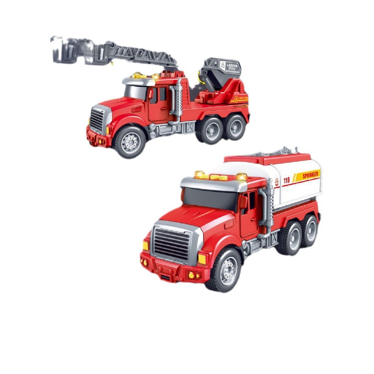 KTRS ENTERPRISE Acousto-optic Storytelling Machine Fire Truck Ladder Truck Water Spray Water Tanker Children's Toy Model Birthday Gift