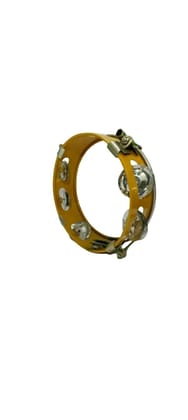 Vibrant Yellow Handheld Tambourine with Metallic Jingles