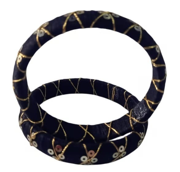 Black and gold silk thread bangles