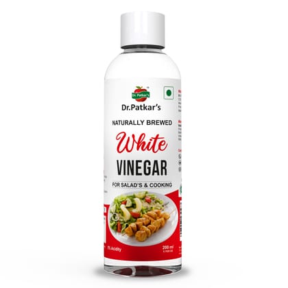 Dr. Patkar's Naturally Brewed White Vinegar for Salad Cooking | Cleaning Purpose | Flavoursome & Nutritious (200ml)