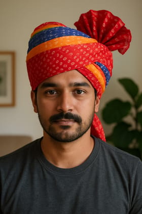 Vibrant Multi-Color Bandhani Turban for Men - Traditional Indian Headwear