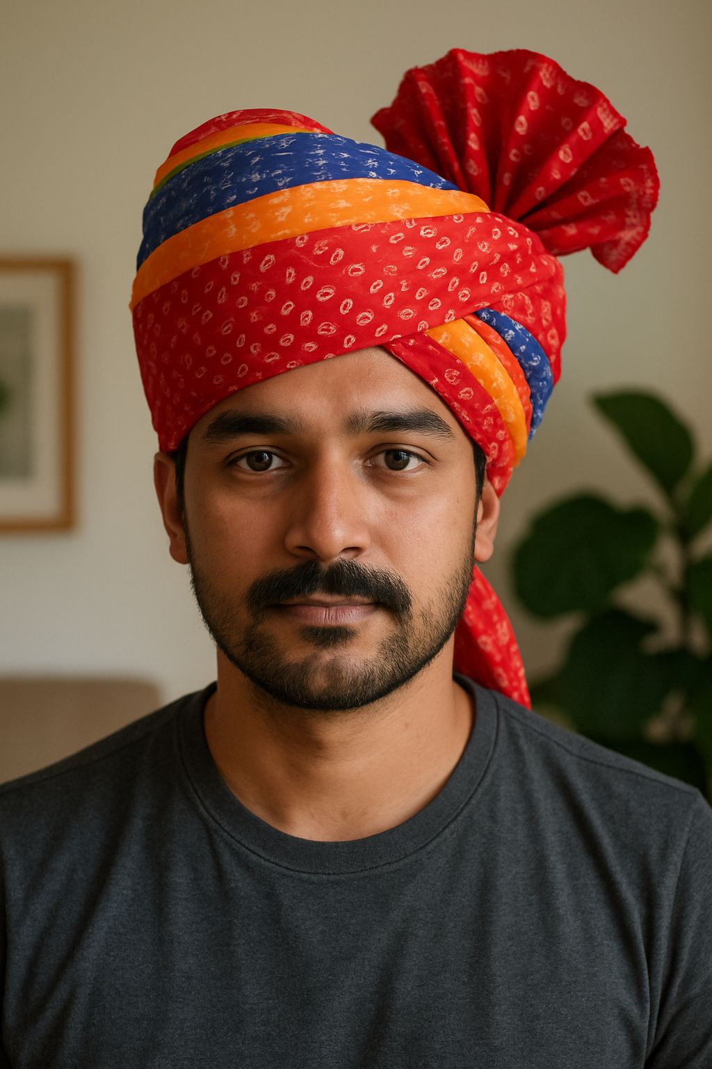 Vibrant Multi-Color Bandhani Turban for Men - Traditional Indian Headwear