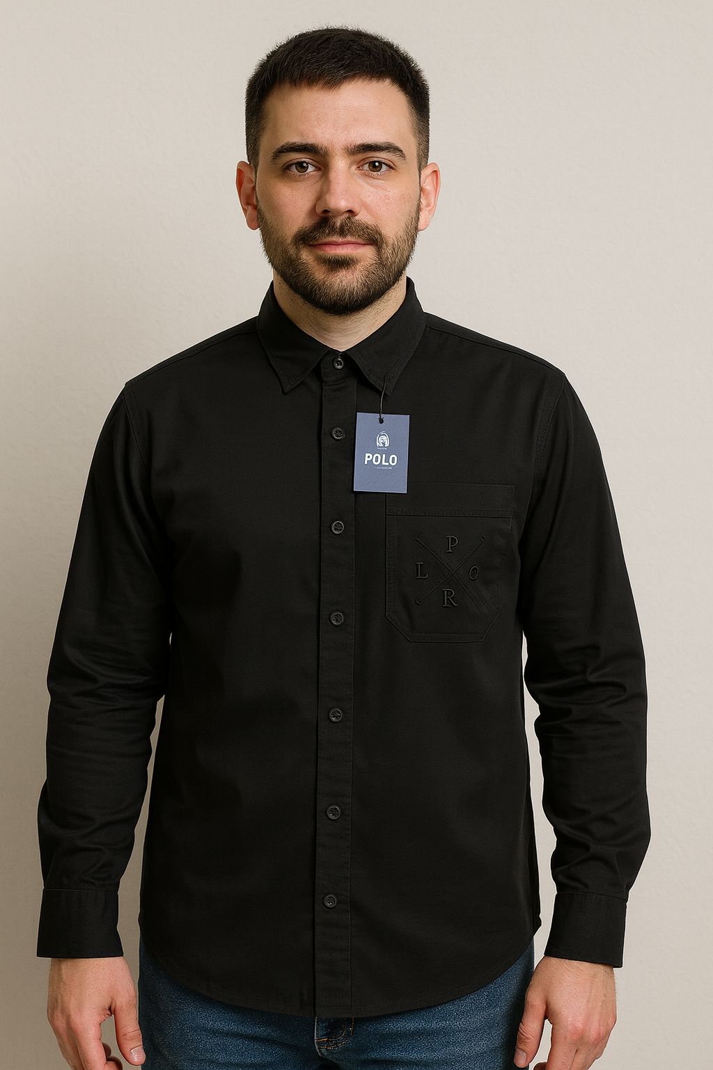 FOLO Men's Classic Black Full Sleeve Casual Shirt