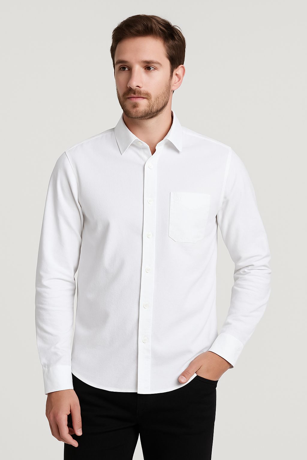 FERTING INDEX Men's White Striped Regular Fit Formal Shirt