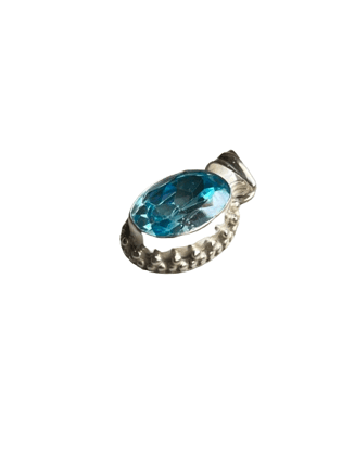 Aqua topaz 925 sterling silver clasic handmade pendant 