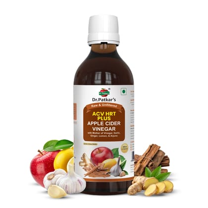 Dr. Patkar's Apple Cider Vinegar with Ginger, Garlic, Lemon & Arjuna (ACV HRT PLUS) + Formula Morning Detox Tonic Heart, Immunity & Digestion Support 200 ML (Pack of 1)