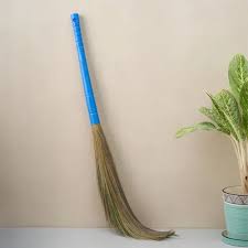 Efficient Blue Handle Broom for Home Cleaning - Durable Dust Sweeper