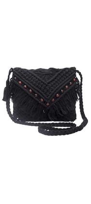 Black Macrame Sling Bag