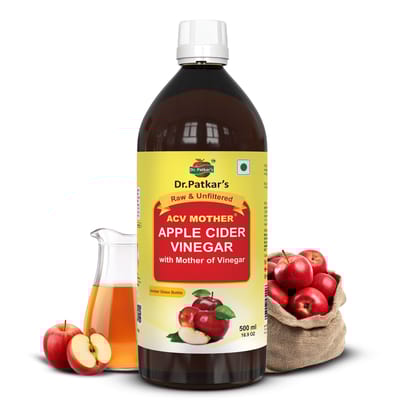 Dr. Patkar's Apple Cider Vinegar with Mother Vinegar | Unfiltered & Undiluted | Suitable for Weight Loss & Improved Immunity (With Mother) 500ml