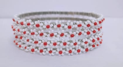 FSH White And Red Flowers Bangles Piece 4