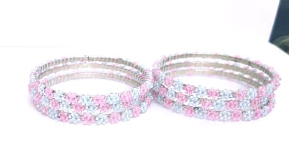 FSH Beads Bangles Pink And Light Blue Set of 4