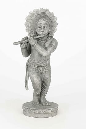 Divine Bal Krishna Flute Player Statue - Grey Stone Finish Divine Bal Krishna Flute Player Statue - Grey Stone Finish