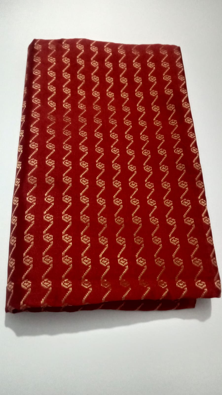 Premium Red Jacquard Unstitched Blouse Fabric | 1 Meter Woven Design Material for Women