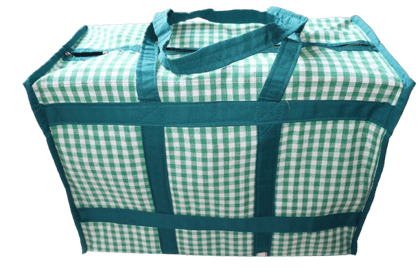 Premium Multipurpose Cloth Shopping Bag with Multiple Zipper Pockets – Green & Checkered Design