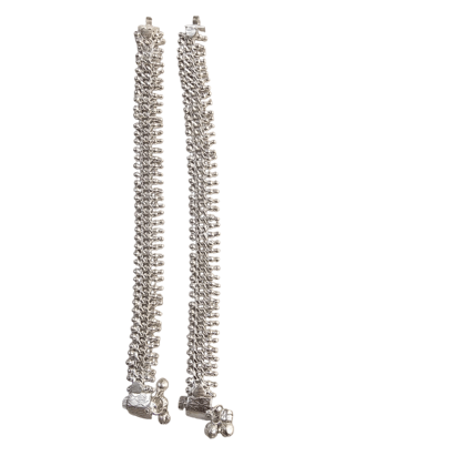 Elegant Silver Plated Beaded Chain Anklets for Women