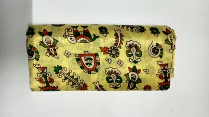 Premium Yellow Kalamkari Printed Unstitched Blouse Piece – Soft Cotton Fabric (1 Meter)