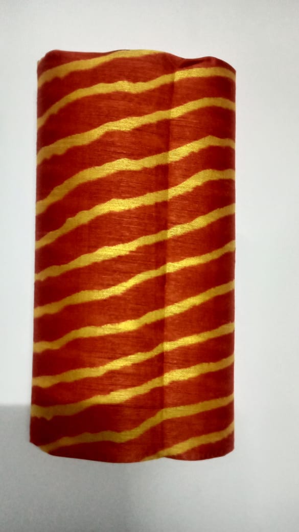 Premium Orange & Yellow Wavy Pattern 1 Meter Unstitched Blouse Piece Fabric