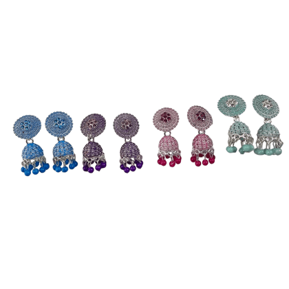 Multicolored Oxidized Jhumka Earrings combo