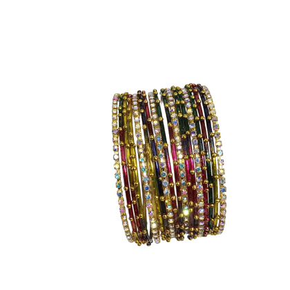 Multi-Color Stone Studded Bangle Set