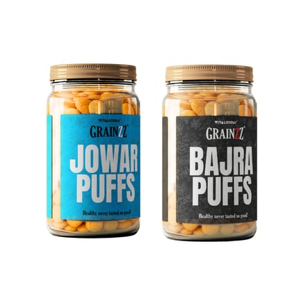 Grainzz Millet Puff Duo (Jowar + Bajra) | High Fibre | Clean Ingredients | Zero Palm Oil | 300 gm
