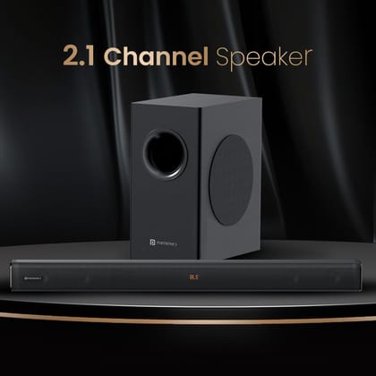  Portronics Pure Sound 107 | 200W Soundbar with Subwoofer for Deep Bass, 2.1 Channel Home Theatre, 3D Surround Sound, HD Sound, 3 EQ Modes, Bluetooth 5.3V, HDMI, AUX in, USB, Optical Port (Black) 