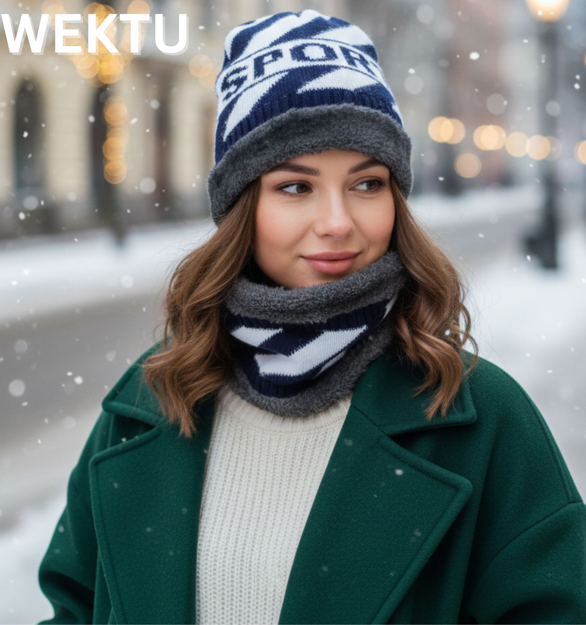 Wektu Unisex Warm Beanie Hat & Neck Warmer Set - Ultimate Winter Protection