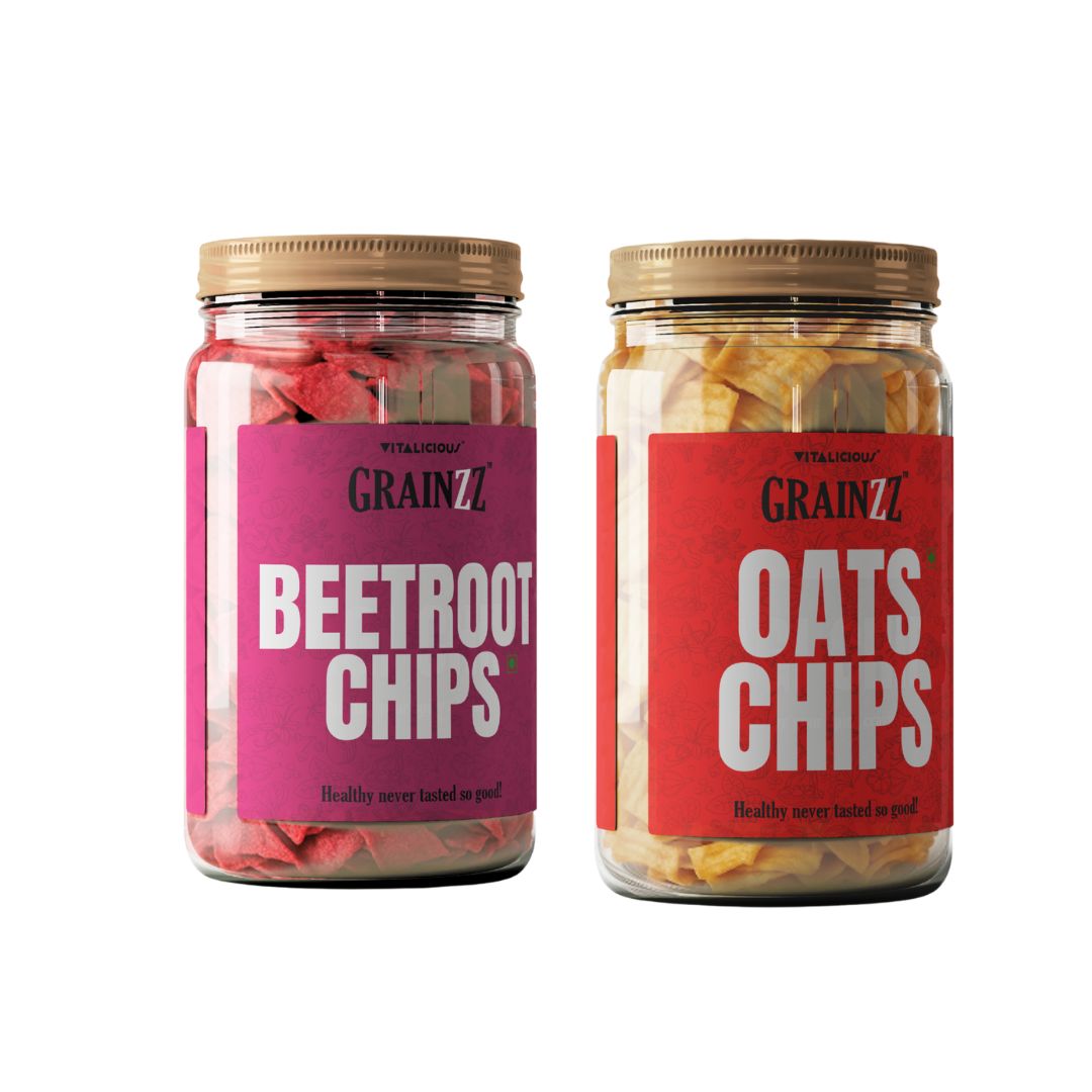 Grainzz Healthy Combo – Beetroot Chips + Oats Chips | High Fibre | Gluten-Free | No Palm Oil | Kids & Adult Snack | 300g