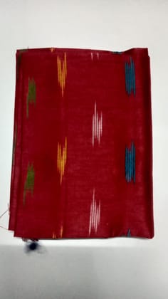 Red Ikat Printed Unstitched Blouse Piece (1 Meter) – Soft Daily Wear Stitching Fabric for Sarees