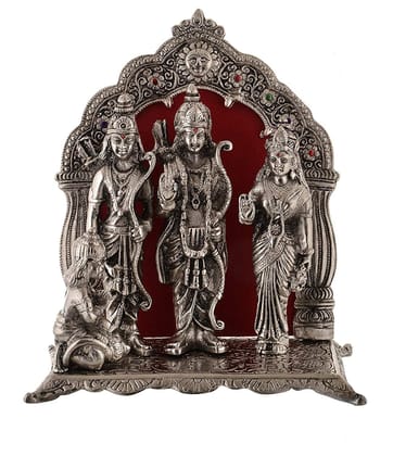 DreamKraft Metal Antique Silver Plated Ram Darbar Hanuman Ram Sita Laxman Statue (Standard, Silver) DreamKraft Metal Antique Silver Plated Ram Darbar Hanuman Ram Sita Laxman Statue (Standard, Silver)