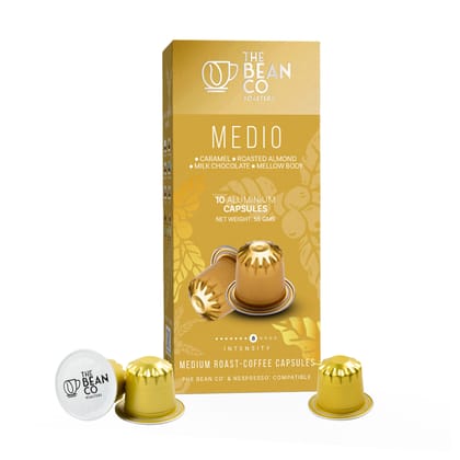 The Bean Co Roasters Medio Aluminium Coffee Capsules | Intensity 8 | Balanced & Nutty | Medium Roast | 100% Premium Arabica 