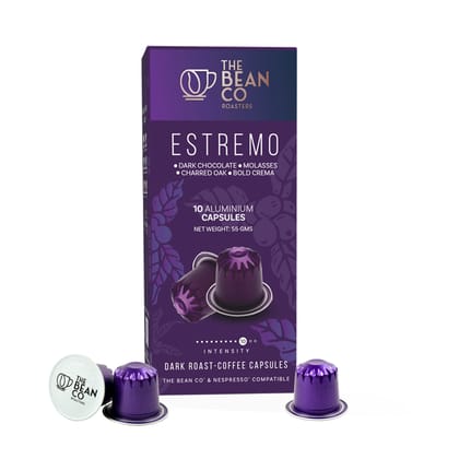 The Bean Co Roasters Estremo Aluminium Coffee Capsules | Intensity 10 | Intense & Rich | Dark Roast | 100% Premium Arabica