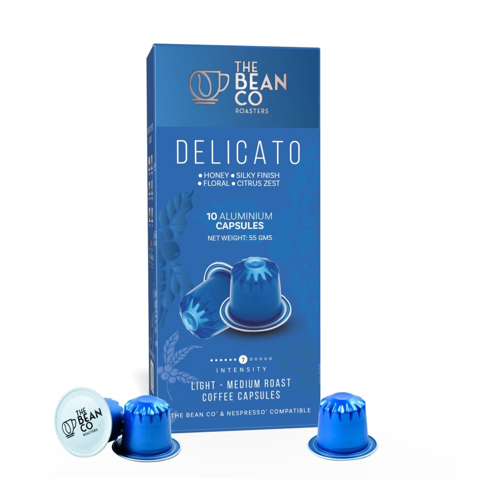 The Bean Co Roasters Delicato Aluminium Coffee Capsules | Intensity 7 | Smooth & Delicate | Light to Medium Roast | 100% Premium Arabica