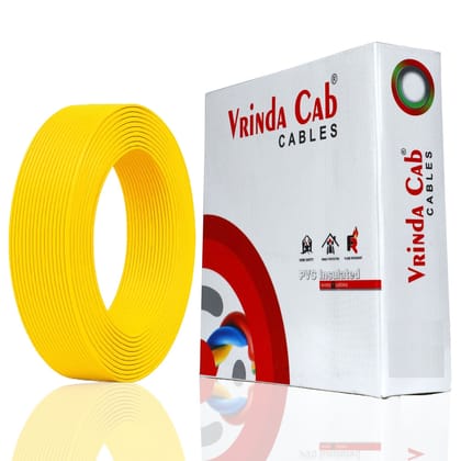VRINDACab Yellow 0.75MM Insulated Electrical Wire | Flexible Copper/CCA Cable for Household, Commercial & Industrial Use