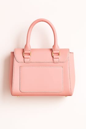 Chic Light Pink Faux Leather Mini Handbag with Top Handle Chic Light Pink Faux Leather Mini Handbag with Top Handle