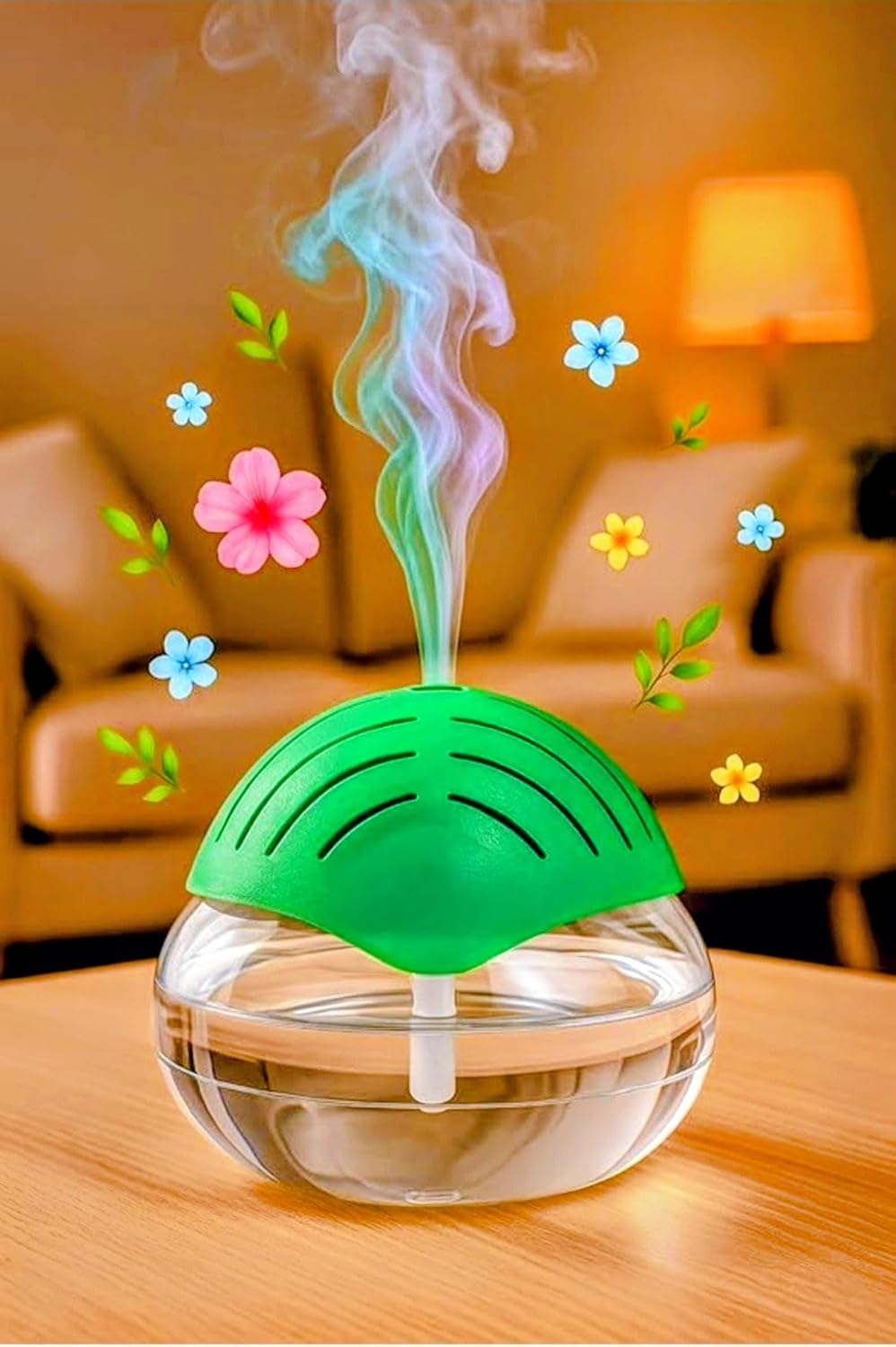 Portable Aroma Essential Oil Diffuser, Electric Water Vapor Humidifier.Green Leaf Design for Home and Office 