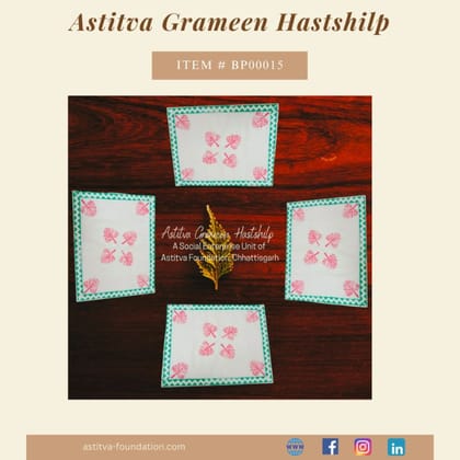 Hand Block–Printed Floral Cotton Placemats 